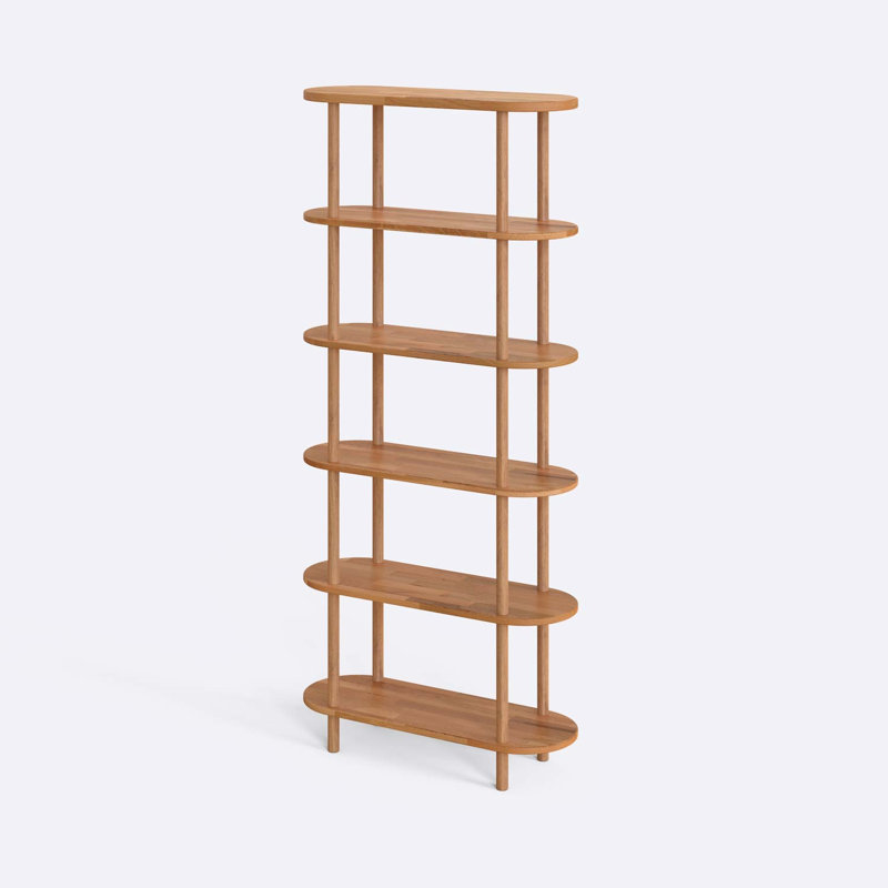 Bibliothèque haute Malibu en bois de hêtre massif, étagère de rangement étroite pour bureau personnel