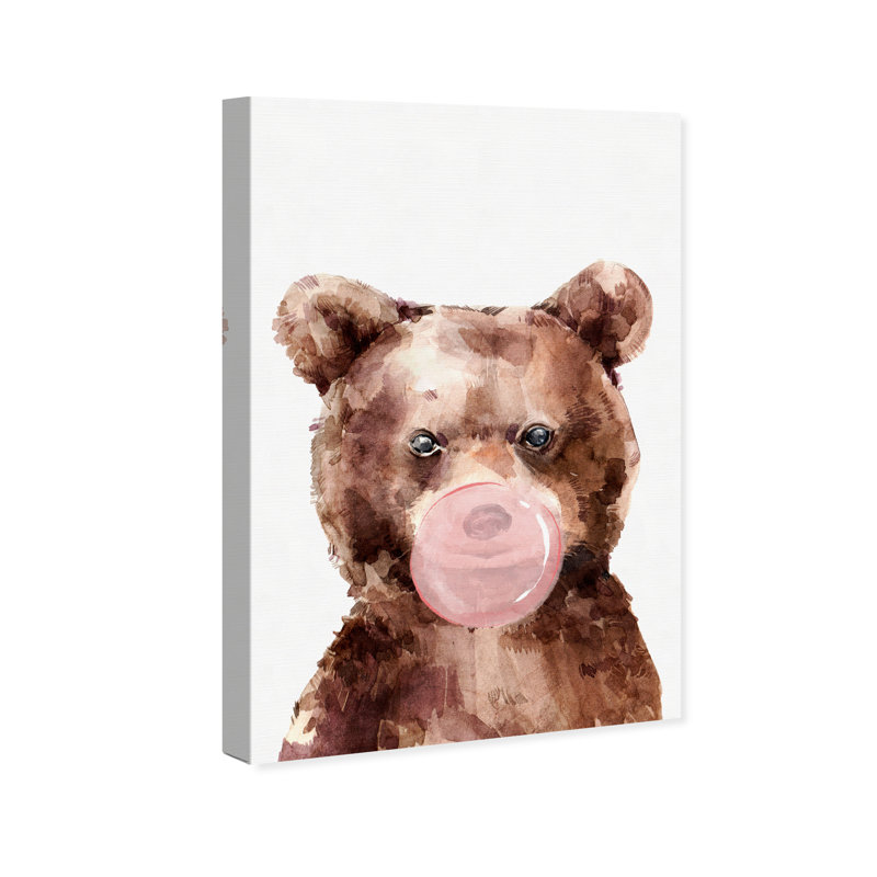 « brown bear bubblegum », impression encadrée, H 36 po x l 24 po x P 0,75 po, Toile tendue
