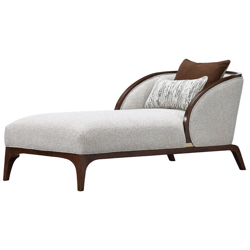 Houston Bouclé Chaise Lounger - Pebble/Walnut