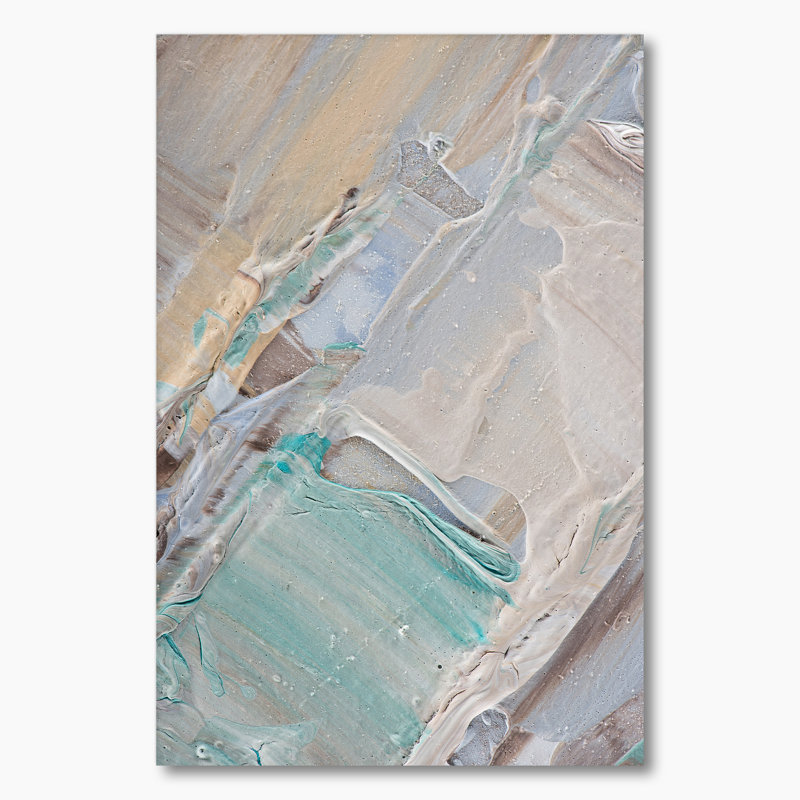 Artistic Beige Light Blue Strokes - Art sur toile moderne et contemporain, H 20 po x l 12 po x P 1 po, Toile tendue