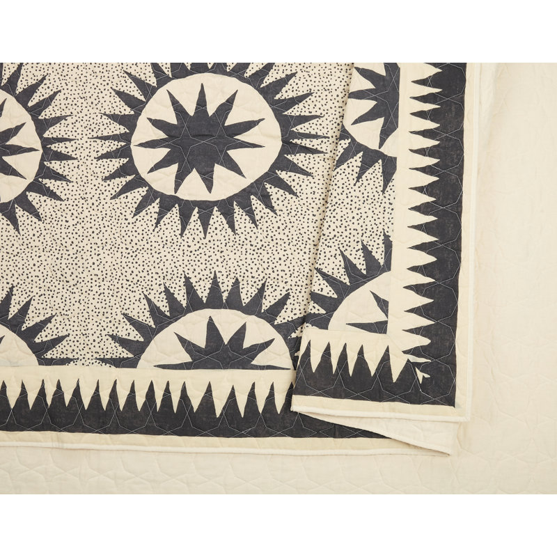King Black Cotton Reversible Quilt Set