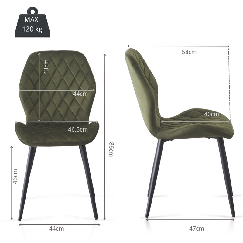 Stansky Upholstered Velvet Dining Chairs, Sage Green