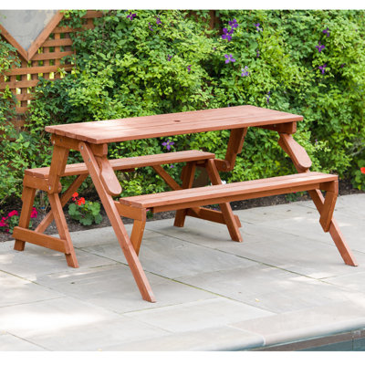 Alicia 4 - Person Cedar Solid Wood Patio Dining Set Rectangular Table