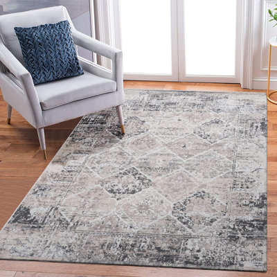 LOOM & LUXE Collection 6X9 Cream/Anthracite /Traditional Non-Shedding Living Room Bedroom Dining Home Office Stylish And Stain Resistant Area Rug