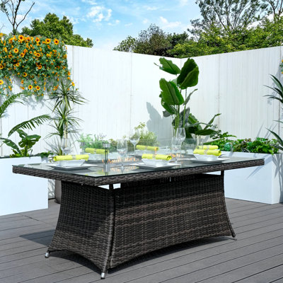 Arayeli Rectangle Aluminum Propane Smokeless Fire Pit Table with Hidden Fuel Tank