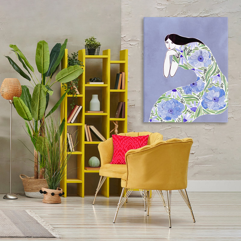 "Blue Floral Dress", art mural par Melissa Wang, H 48 po x l 36 po