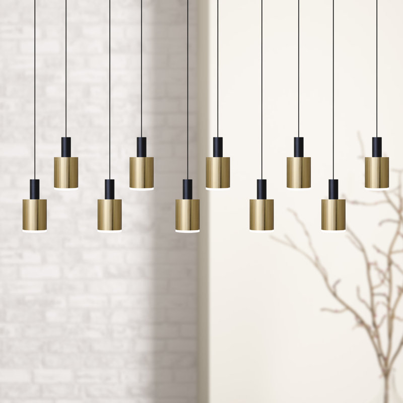 Luminaire suspendu en pot à 10 lumières DEL Essoura, Noir / Laiton