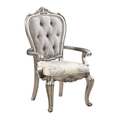Paire de chaises d'appoint 2 - Platine antique, beige, boutons de 2 chaises à couronne subtile, salle à manger