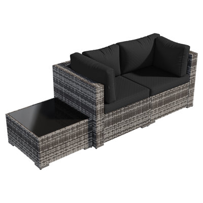 3 -Person Rattan Patio Safo With Cushions