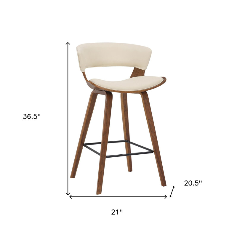 Chaise de bar à hauteur de comptoir en fer 37 po avec repose-pieds, Crème/brun