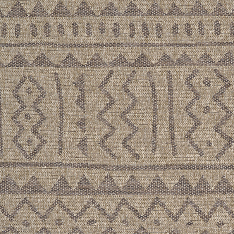 Joleigha Geometric Natural Brown Indoor Outdoor Area Rug, Round 7'10"