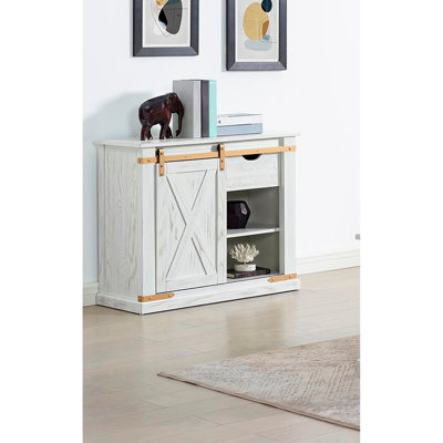 Rustic Style Antique White 1pc Sofa Table Living Room Side Table w Drawers Barnyard Design