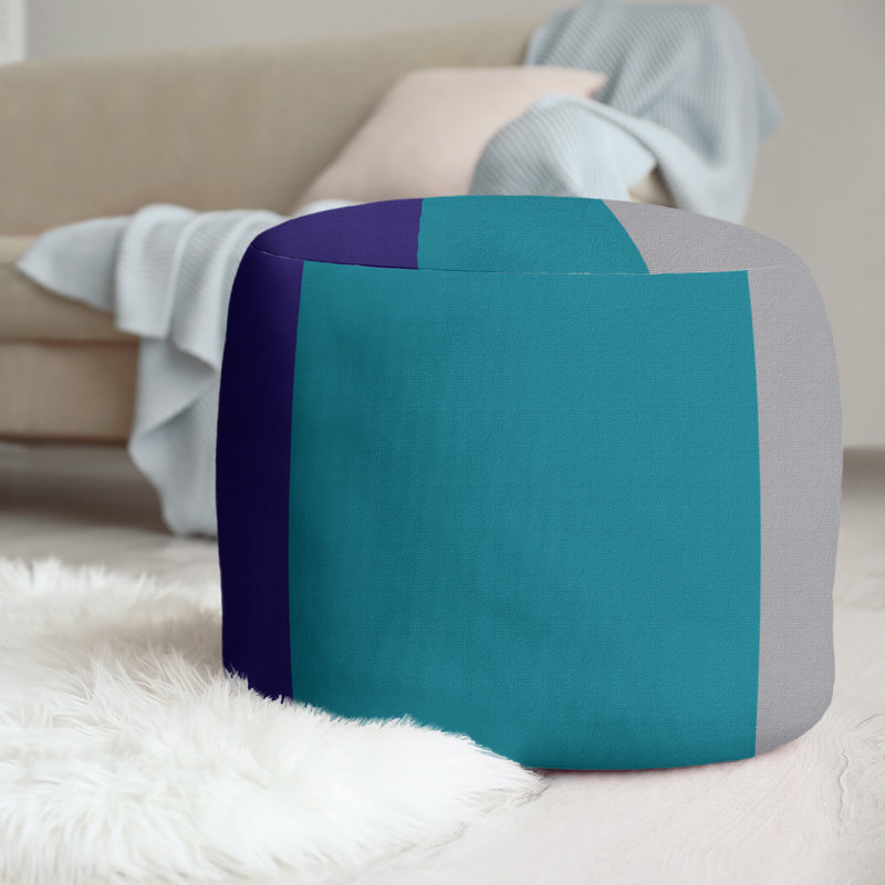 repose-pieds rond 20,5", Mauve foncé / bleu sarcelle / gris
