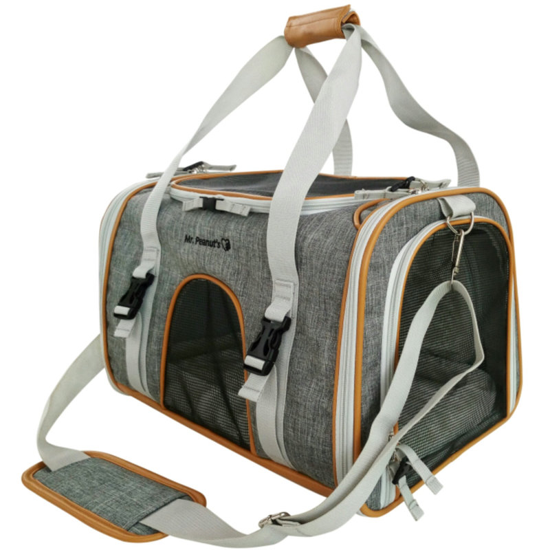 Large Gray and White Airline Approved Soft Sided Pet Carrier