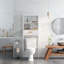 Armoire de rangement au-dessus de la toilette blanche avec un tiroir et 2 tablettes