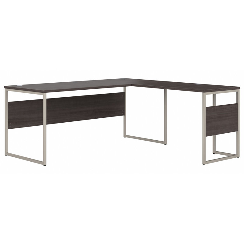 Ensemble de bureau d'ordinateur en forme de L Gaythorne en gris orage - réversible, Gris clair