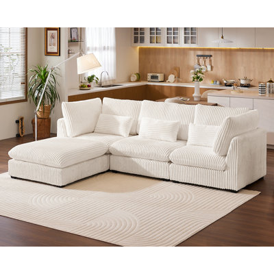 Oversized Modular Corduroy Sectional Sofa Extra Deep Cloud Couch With Ottoman Chaise