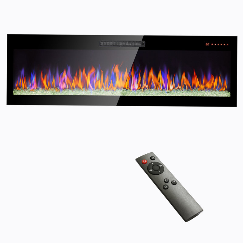 Matte Black Fireplace Insert with 5000 BTU, 18.6" H x 60" W x 4.3" D