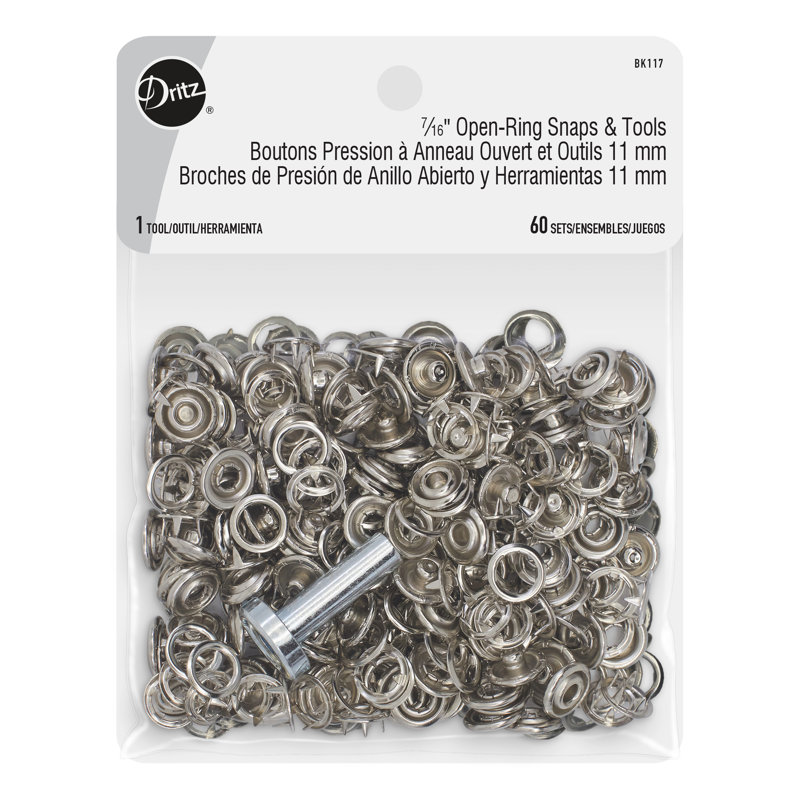 Outils à anneaux ouverts 7/16 po Dritz, argent, 60 ensembles