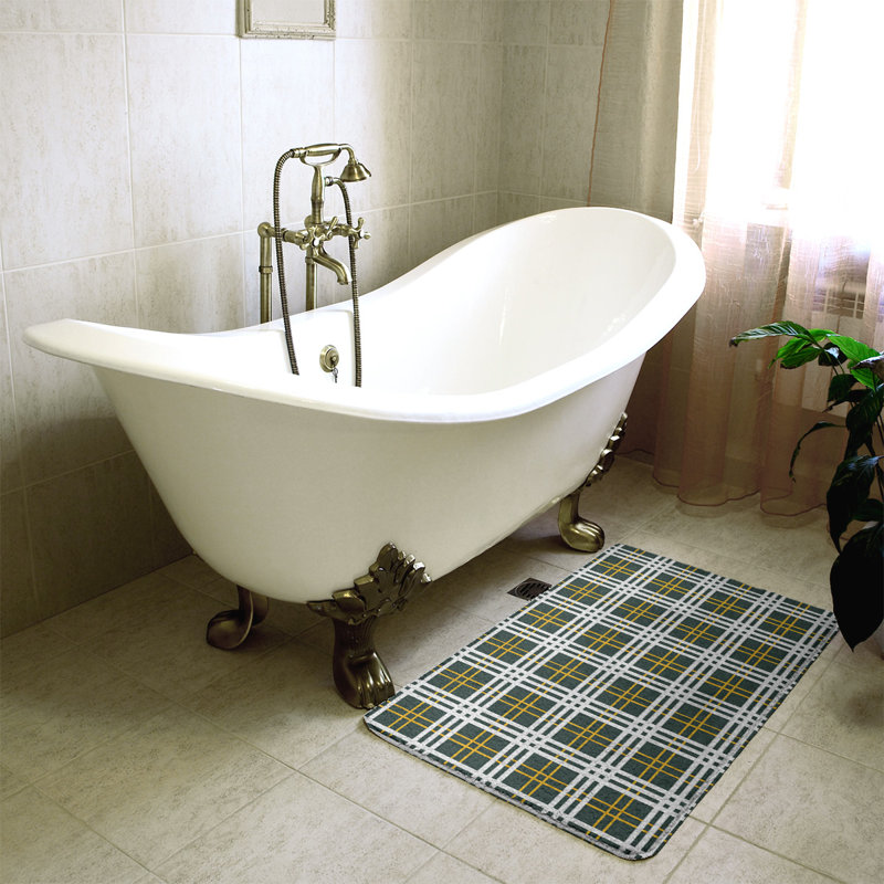 Tapis pour salle de bain Philadelphia, l 21 po x L 34 po, Vert / blanc / jaune