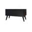 Commode Mid-Century moderne noire à 4 tiroirs avec poignées encastrées et fuselées-1103548814