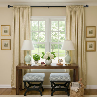 Embossed Leaf Room Darkening 100 % Polyester Thermal Curtain (Set of 2)