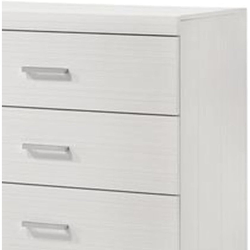 Muradif Chest With 5 Drawers And Wooden Frame, White