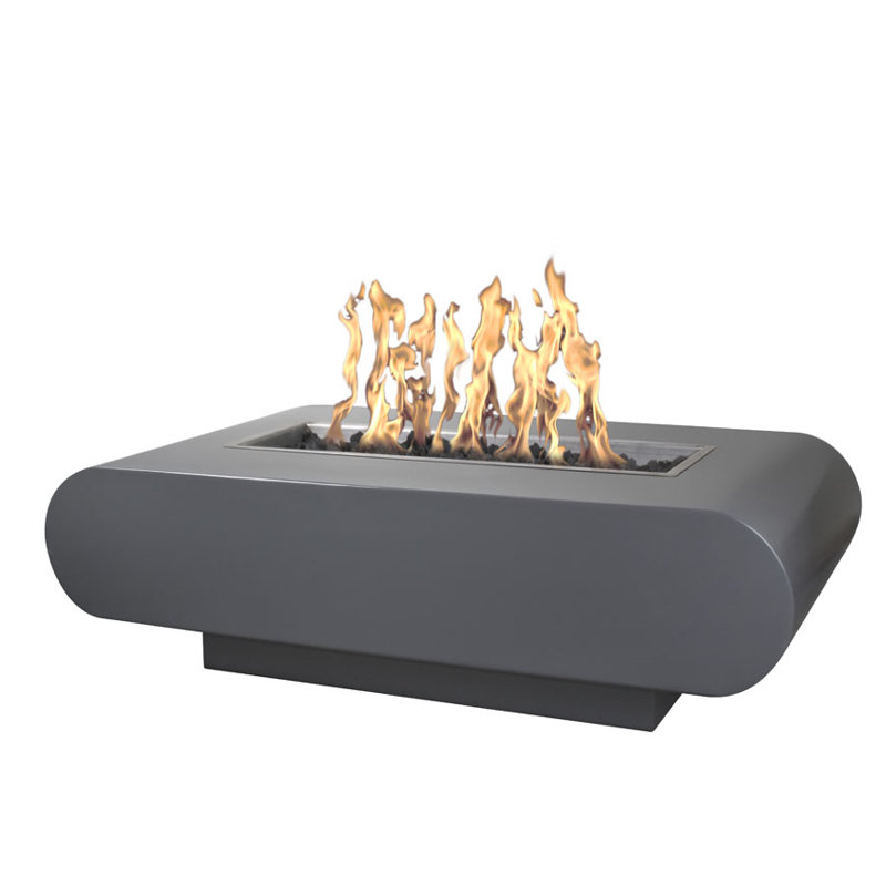 La Jolla Steel Propane/Natural Gas Fire Pit, Natural Gas, 15" H x 60" W x 28" D, Gray