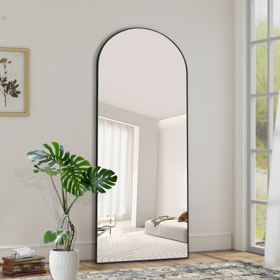 Miroir surdimensionné arqué sur toute la surface avec support - Miroir de plancher mural ou autoportant pour la décoration d'une pièce