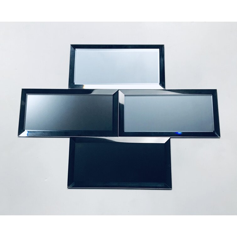 Frosted Reflections 3 in. x 6 in. Matte Glass Mirror Beveled Subway Decorative Kitchen & Bathroom Wall Tile Abolos Color: Graphite