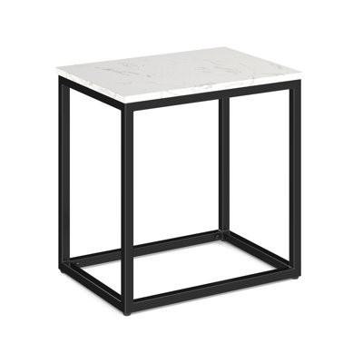 | Lyons | 22'' x 16'' Rectangular Quartz Top Side Table with Black Metal Base