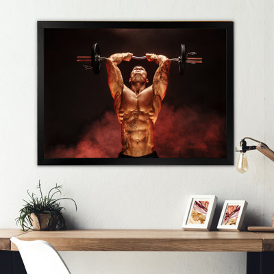 " Man Lifting Dumbbell Red Fog "
