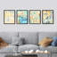 Ensemble de 4 reproductions murales abstraites géométriques encadrées sur papier de style Mid-Century pastel-93013580-93013581