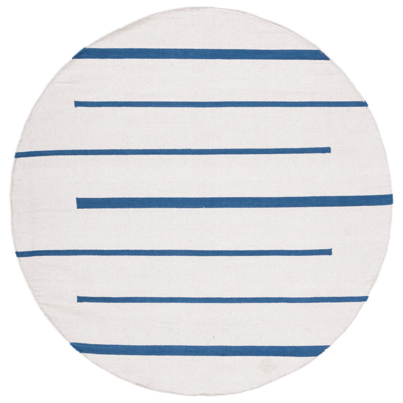 Estrellita Hand-Woven Cotton Striped Flatweave Area Rug, Round 6'