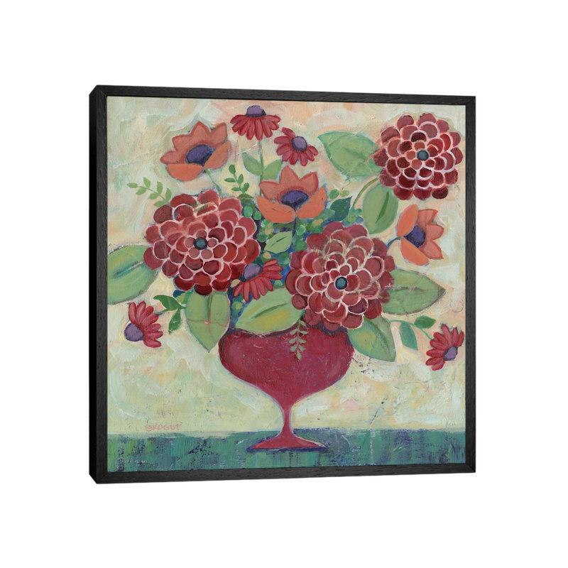 Floral XXIX by Teresa Kogut - Painting on Canvas, 66.04cm H x 66.04cm W x 3.81cm D, Black Framed
