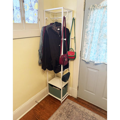 3-in-1 Industrial Coat Rack with Shelves – 8 Hooks & Hanging Rod, Freestanding Entryway Storage