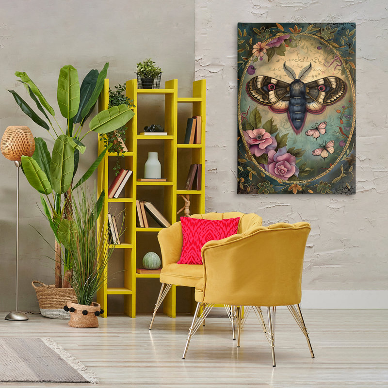 Papillon rétro et toile à bordure florale, design par The Dutch Lady, H 45 po x l 30 po
