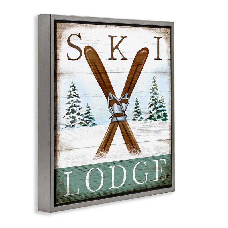 Enseigne de chalet de ski rustique, Cadre flottant gris lustré, H 25 po x l 25 po