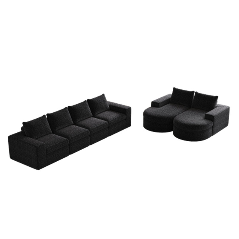 Canapé modulaire en L Chenille, Chenille noir
