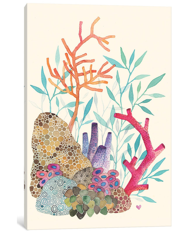 « corail corail », reproduction d’art sur toile, H 26 po x l 18 po x P 1,5 po, Toile tendue, Pas de tapis