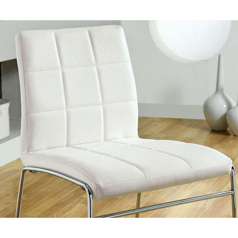 Petrisevac 19'' H Faux Leather Upholstered Metal Side Chair, White
