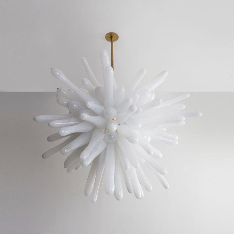 Lustre 14 lumières bronze, Bois de frêne blanc, Bronze foncé, 48" Diameter x 48" Height