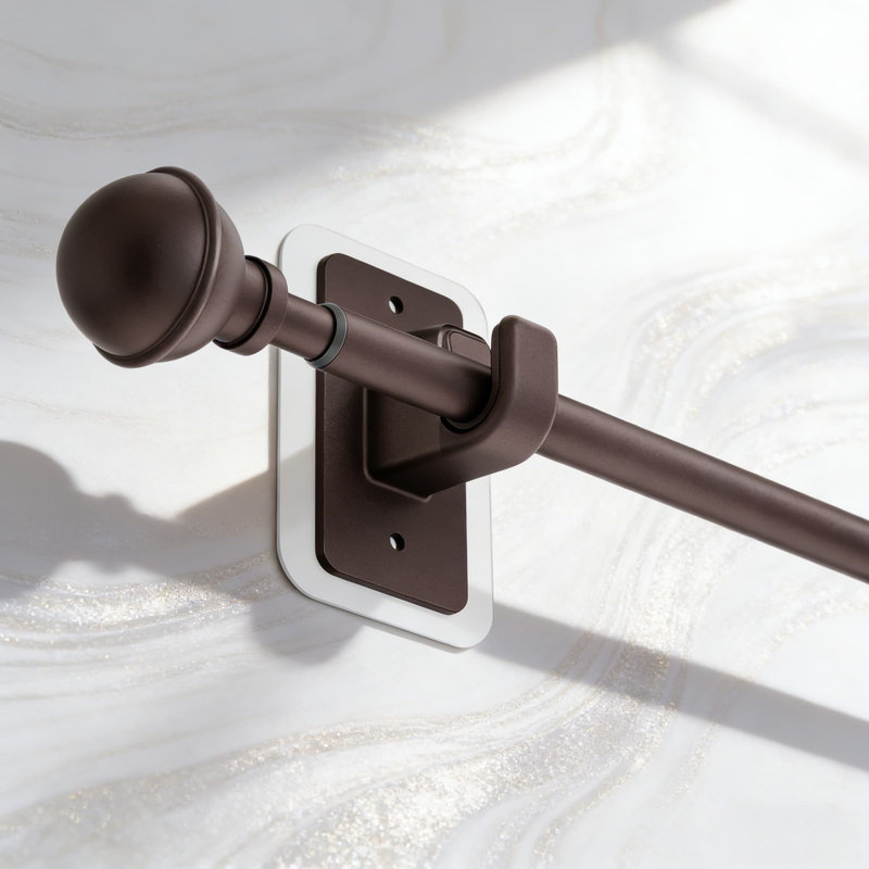 Tringle à rideaux sans perceuse avec supports adhésifs, tringle à tension réglable pour fenêtres de 27 à 52 pouces, installation sans dommages pour les locataires, finition bronze