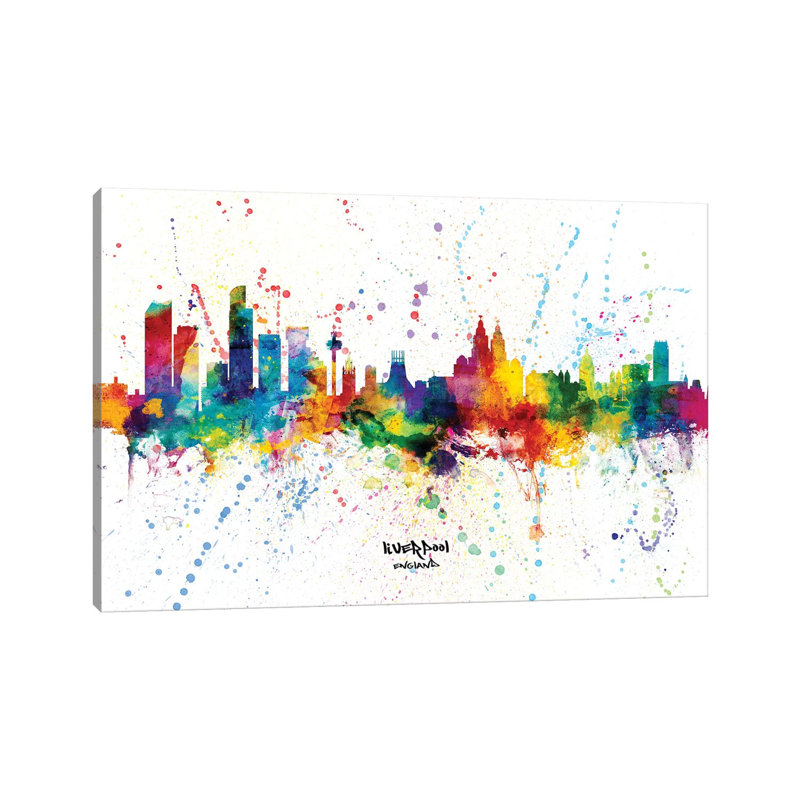Liverpool England Skyline Splash by Michael Tompsett - Wrapped Canvas Gallery-Wrapped Canvas Giclée, 20.32 cm H x 30.48 cm W