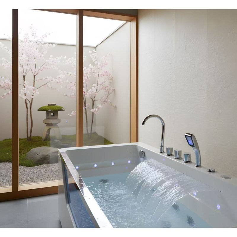 Baignoire d'hydrothérapie spacieuse, acier acrylique, design moderne, bien-être à la maison