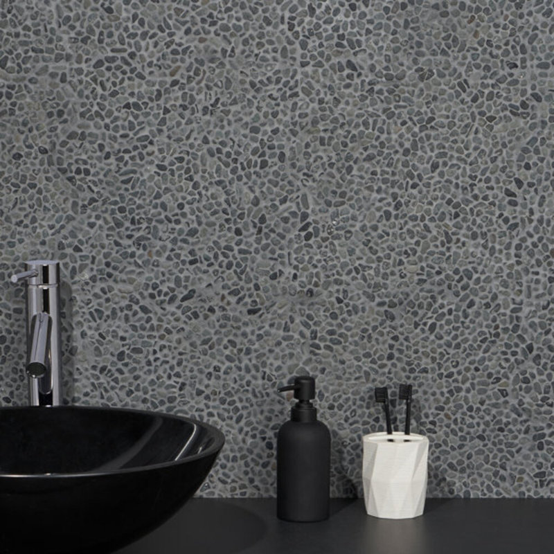 Nature Micro Lombok Pebble Mosaic Tile, Light Blend