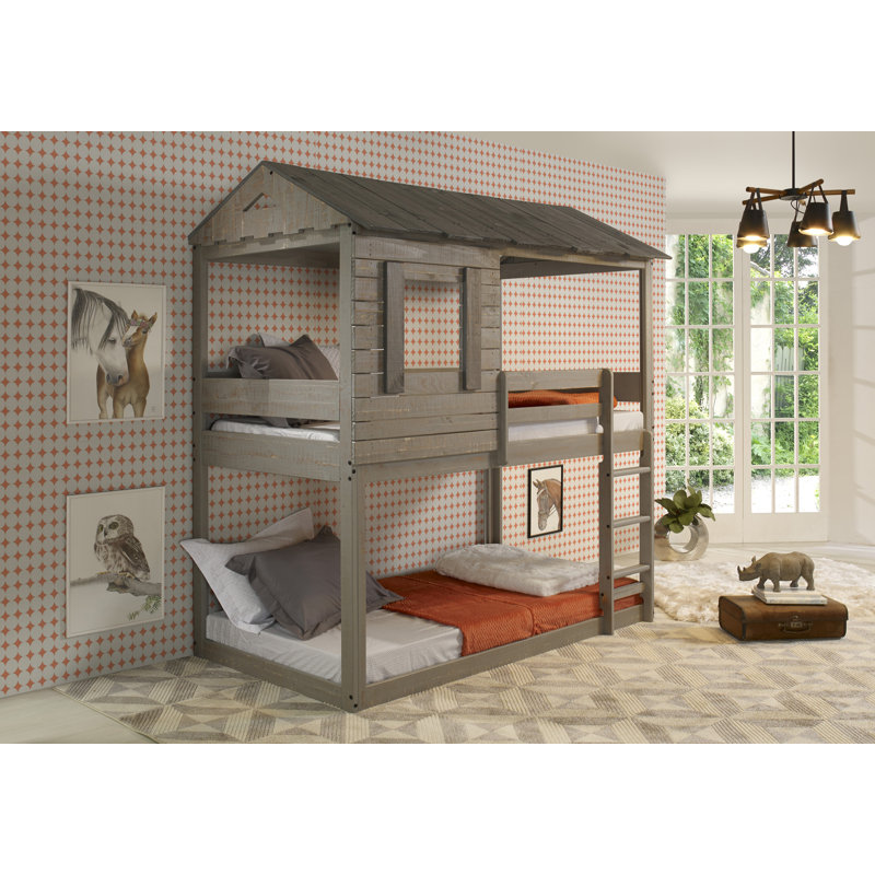 Corso Kids Twin Over Twin Bunk Bed, Rustic Gray