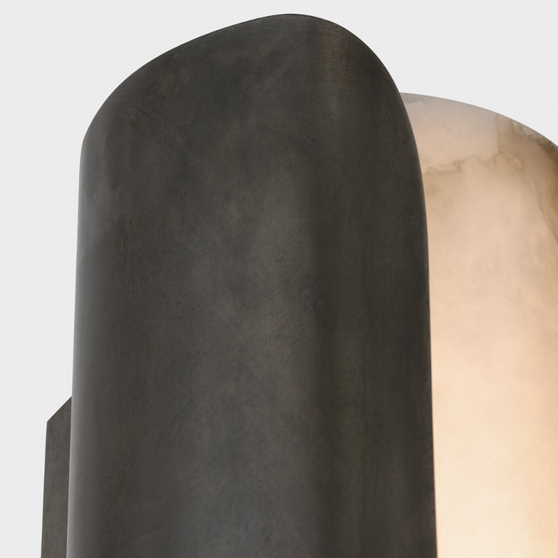 Anne-Marie Barton Armise 18" Sconce with Alabaster, 29" H x 7" W x 7.75" D, Mottled Pewter