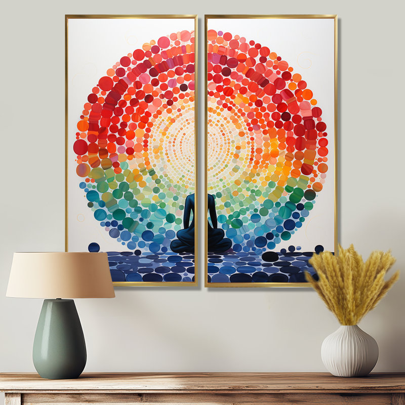 «Colorful Meditation Harmony Of Mind», art mural méditation, H 20 po x l 24 po, Reproduction encadrée sans passe-partout