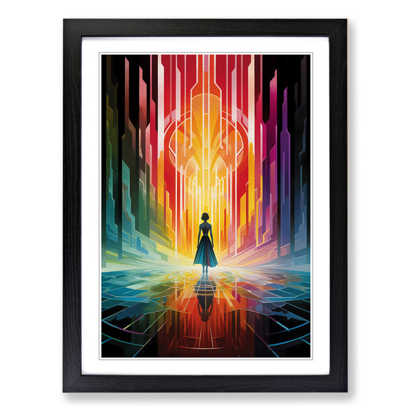 Rainbow Art Deco - Framed Print, 34cm H x 25cm W x 2cm D, Black